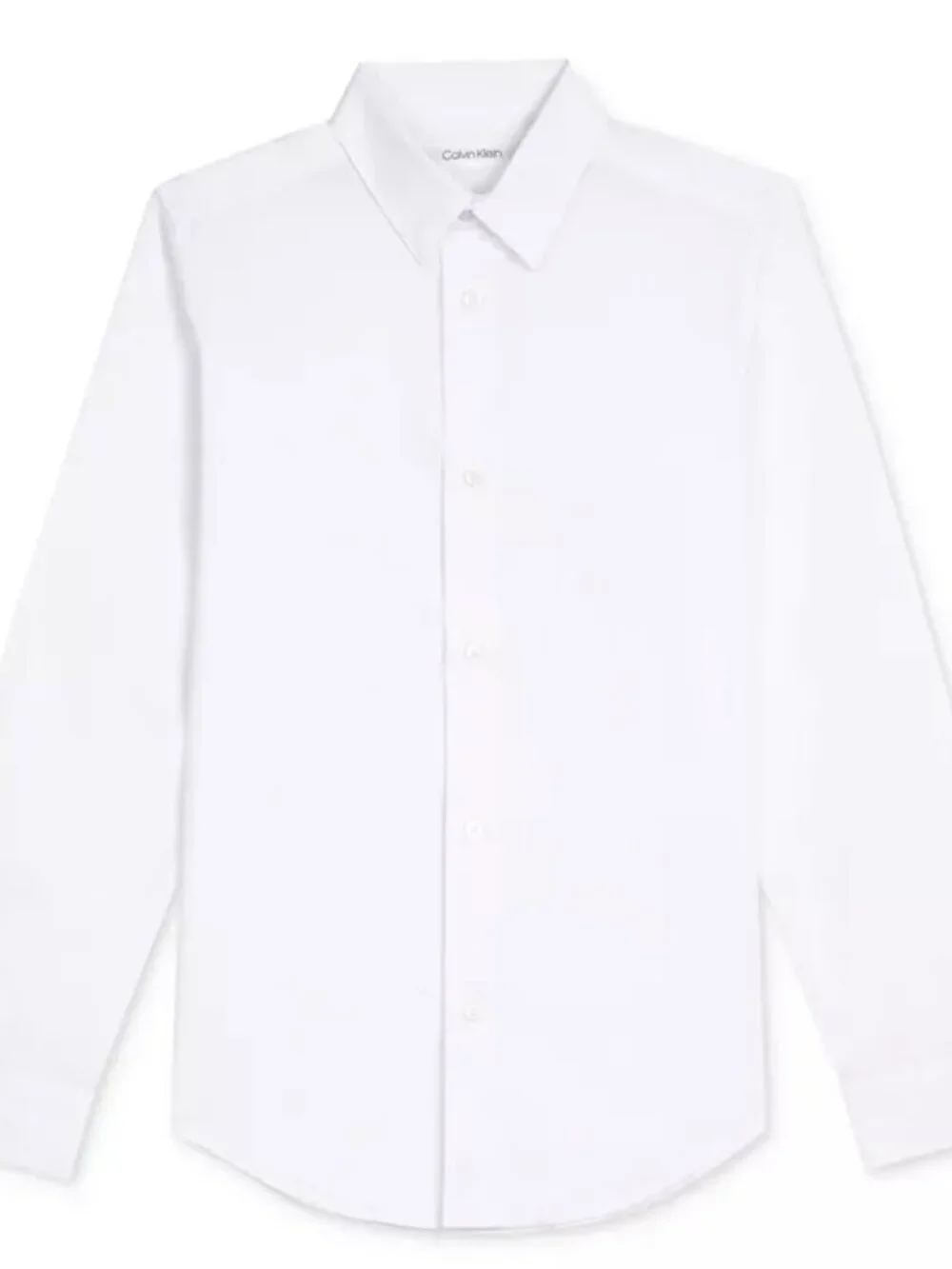 Calvin Klein Big Boys Slim Fit Solid Stretch Poplin Dress Shirt White 18 NWT
